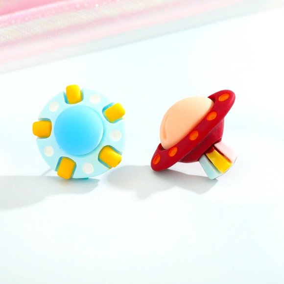 Other - NWT SPACESHIP Stud Star Moon Planet Space - COORDINATED PAIR - PIERCED EARS